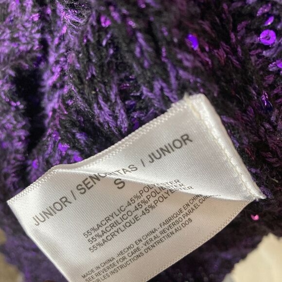 Vintage 90s Y2K Lei Sweater Womens Small Purple Shimmer Glitter - Picture 4 of 8